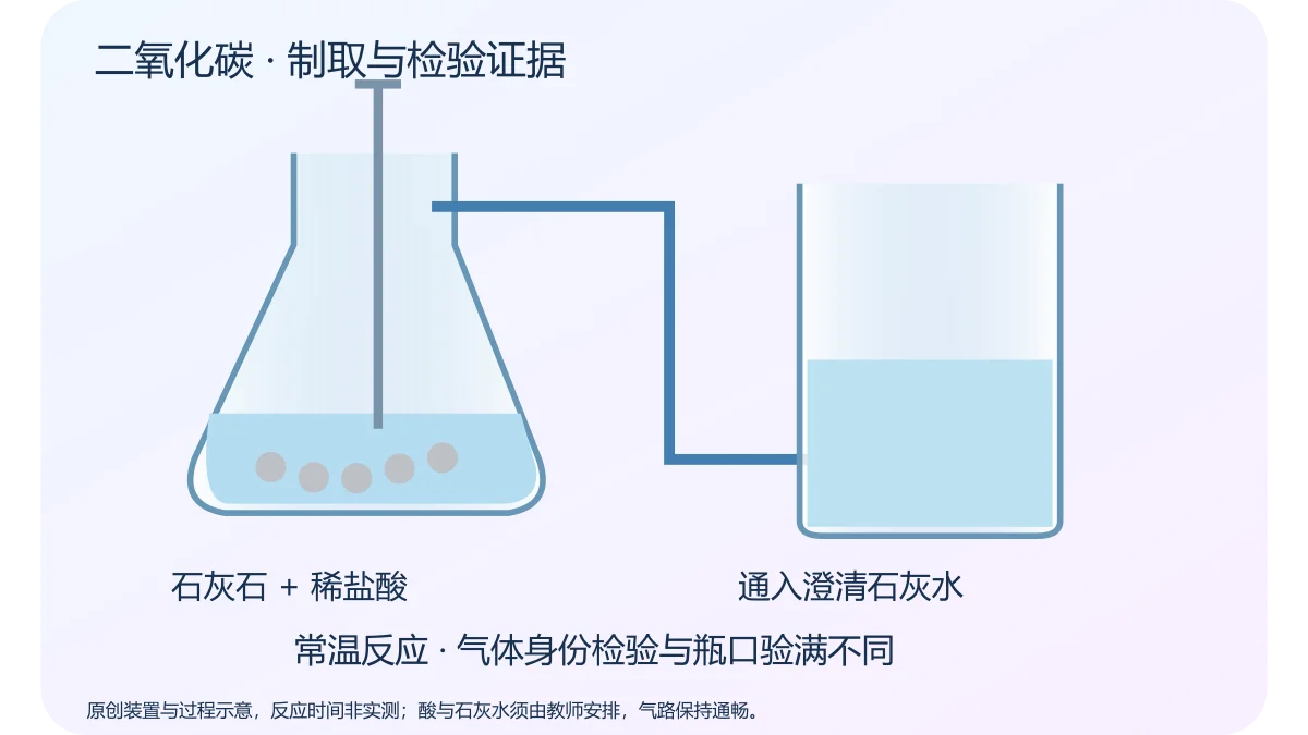 二氧化碳 · 制取与检验证据 · 原创科学示意