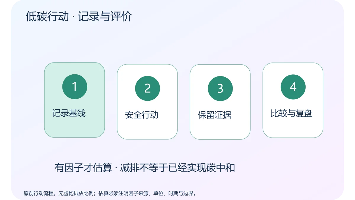 低碳行动 · 记录与评价 · 原创科学示意