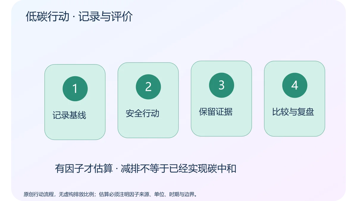 低碳行动 · 记录与评价 · 原创科学示意