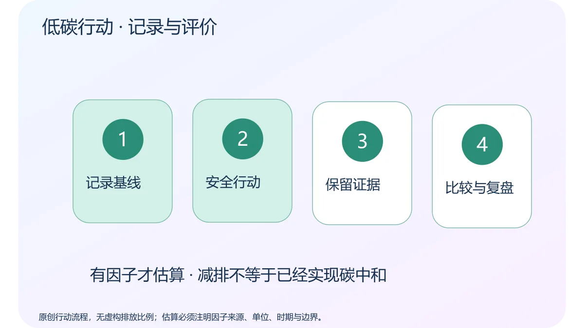 低碳行动 · 记录与评价 · 原创科学示意