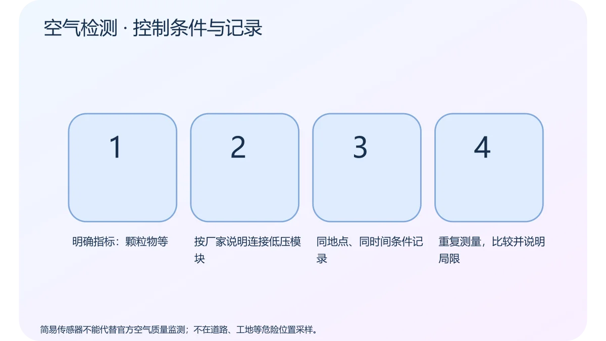 空气检测 · 控制条件与记录 · 原创科学示意