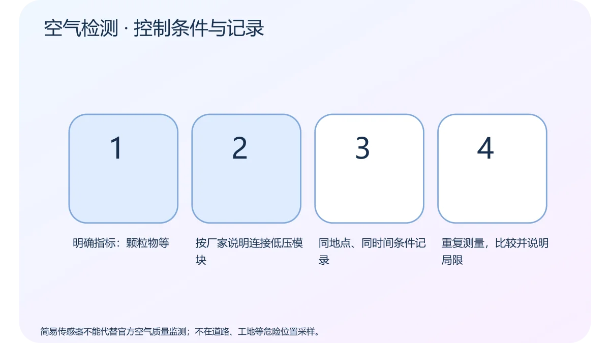 空气检测 · 控制条件与记录 · 原创科学示意